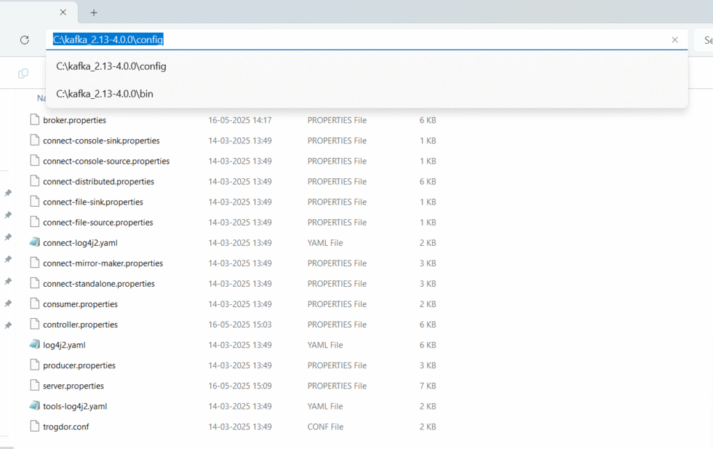 Kafka config directory
