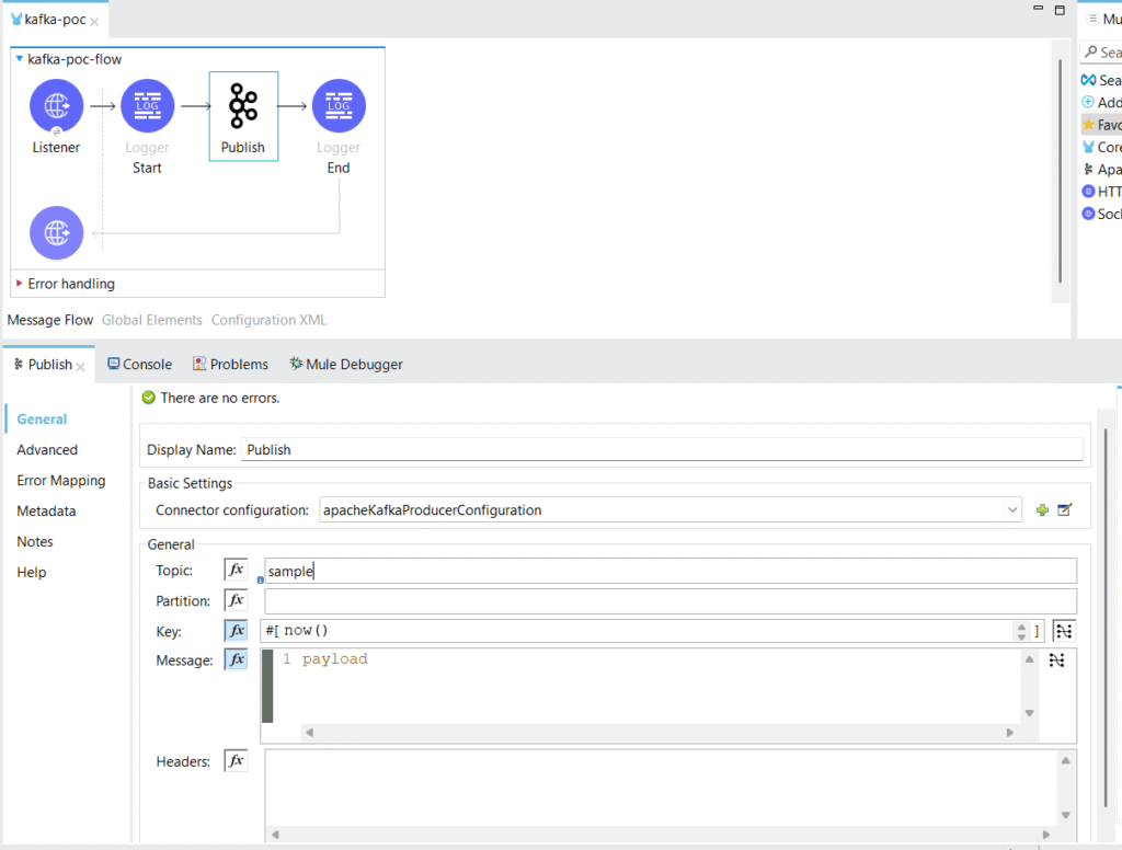 MuleSoft Anypoint Studio Kafka Publish Flow
