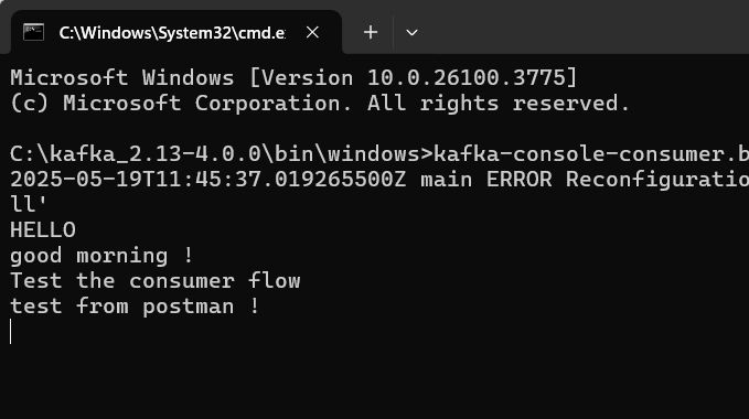 Kafka message cmd success