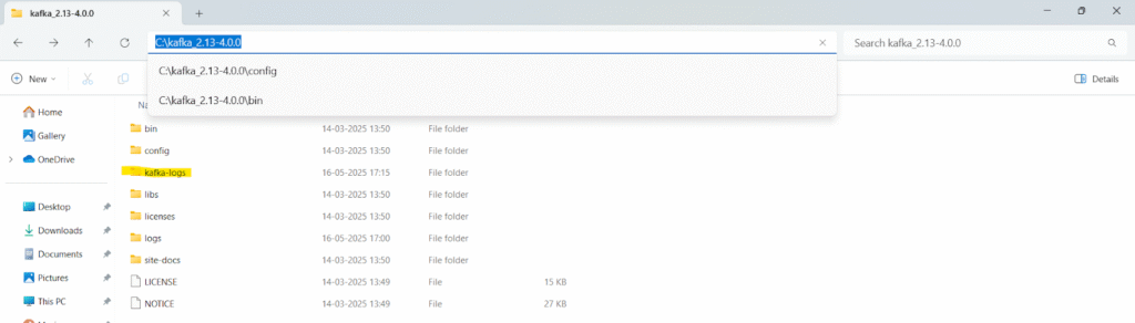 Create kafka folder